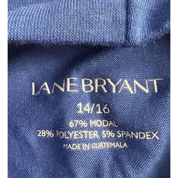 Lane Bryant 14/16-XL Solid Royal Blue Mock Neck Modal Blend Short Sleeve Top - Picture 6 of 6